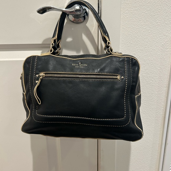 Vintage Kate Spade Black Satchel with Cream Stitching - Picture 2 of 8